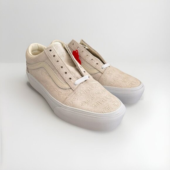 Womens Vans Sneakers Old Skool Platform Deboss Off The Wall White Size 7.5 NEW - Picture 1 of 8